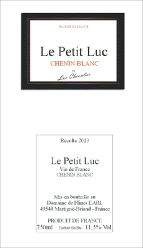 Le Petit Luc CHENIN BLANC DE Luc Chevalier Logo (DPMA, 03.04.2014)