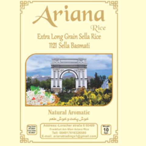 Ariana Rice Extra Long Grain Sella Rice 1121 Sella Basmati Natural Aromatic Logo (DPMA, 10/18/2024)