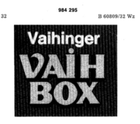 Vaihinger VAIH BOX Logo (DPMA, 07/11/1978)