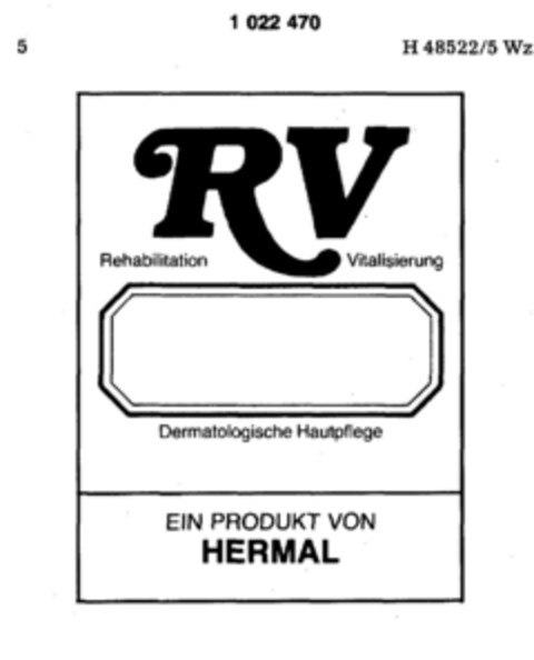 RV Rehabilitation Vitalisierung Dermatologische Hautpflege Logo (DPMA, 03/06/1981)
