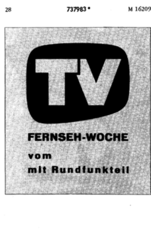 TV FERNSEH-WOCHE vom mit Rundfunkteil Logo (DPMA, 19.03.1960)