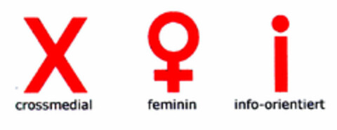 X O I crossmedial feminin info-orientiert Logo (DPMA, 02.10.2000)