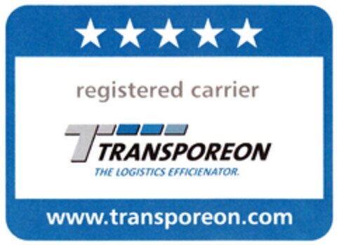registered carrier TTRANSPOREON THE LOGISTICS EFFICIENATOR. www.transporeon.com Logo (DPMA, 25.06.2011)