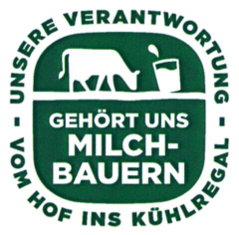 GEHÖRT UNS MILCHBAUERN - UNSERE VERANTWORTUNG - VOM HOF INS KÜHLREGAL (W/B) Logo (DPMA, 11/11/2015)