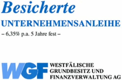 WGF WESTFÄLISCHE GRUNDBESITZ UND FINANZVERWALTUNG AG Logo (DPMA, 30.01.2004)