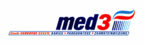 med3 3fach·VORSORGE GEGEN: KARIES·PARODONTOSE·ZAHNSTEINBILDUNG Logo (DPMA, 24.09.1999)