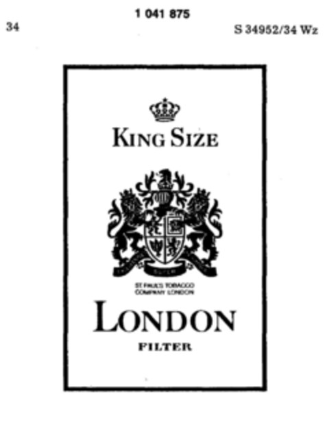 KING SIZE LONDON FILTER Logo (DPMA, 24.05.1980)