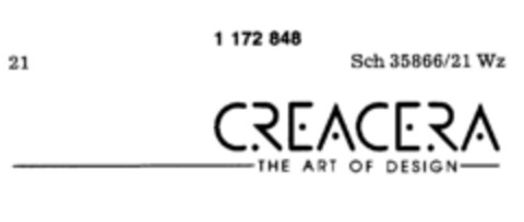 CREACERA THE ART OF DESIGN Logo (DPMA, 13.12.1989)