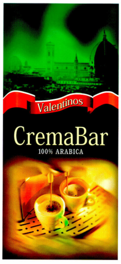 Valentinos CremaBar 100% ARABICA Logo (DPMA, 18.04.2001)