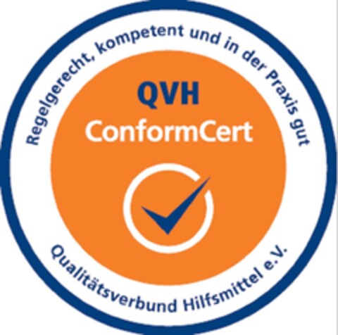Regelgerecht, kompetent und in der Praxis gut QVH ConformCert Qualitätsverbund Hilfsmittel e.V. Logo (DPMA, 12/01/2015)