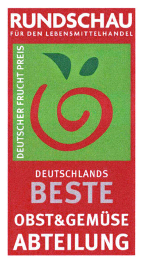 RUNDSCHAU FÜR DEN LEBENSMITTELHANDEL DEUTSCHLANDS BESTE OBST&GEMÜSE ABTEILUNG DEUTSCHER FRUCHTPREIS Logo (DPMA, 05/20/2019)