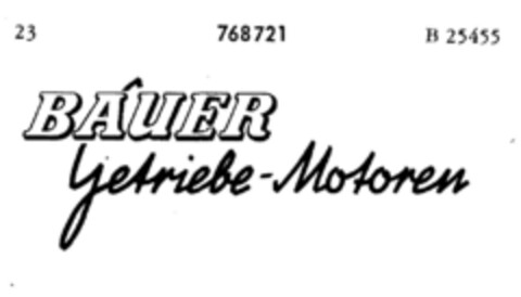 BAUER Getriebe Motor Logo (DPMA, 23.08.1961)