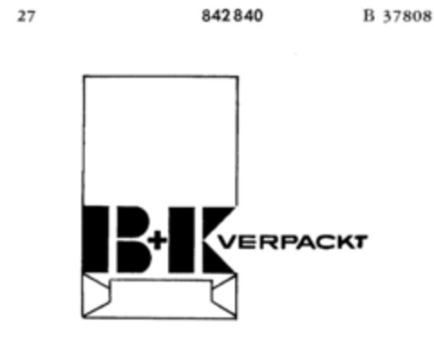 B+K VERPACKT Logo (DPMA, 03/09/1967)