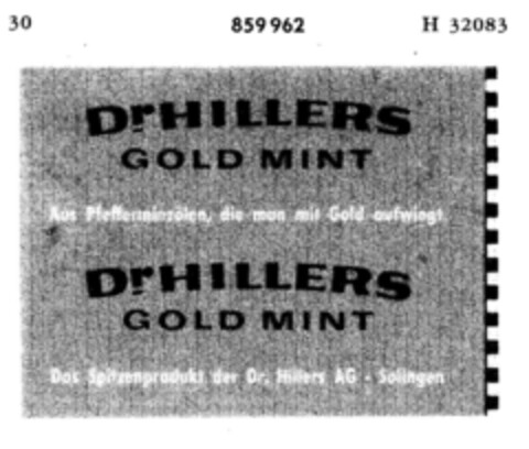 Dr HILLERS GOLD MINT Logo (DPMA, 07.09.1968)