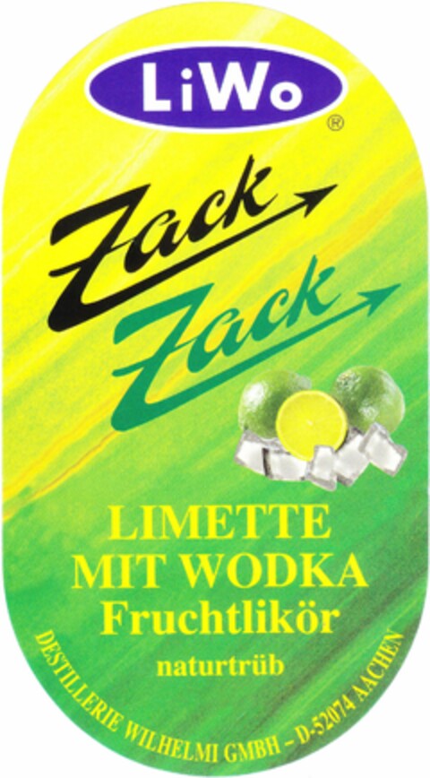 LiWo Zack Zack LIMETTE MIT WODKA Fruchtlikör naturtrüb Logo (DPMA, 08.02.2022)