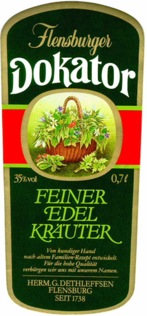 Flensburger Dokator FEINER EDEL KRÄUTER Logo (DPMA, 13.12.1983)