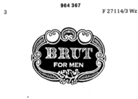 BRUT FOR MEN Logo (DPMA, 09.02.1977)