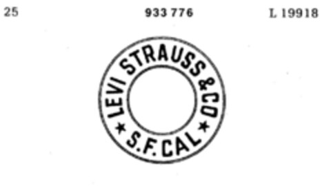 LEVI STRAUSS & CO S. F. CAL Logo (DPMA, 06/08/1974)