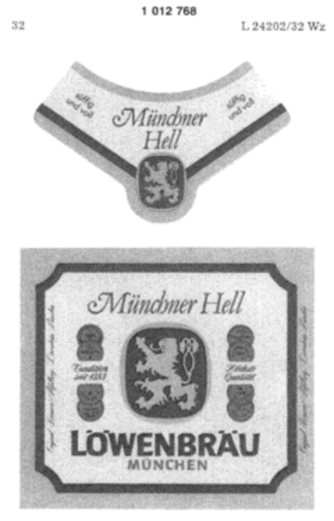 Münchner Hell LÖWENBRÄU Logo (DPMA, 09.05.1980)