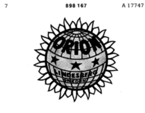 ORION LINDESBERG SWEDEN Logo (DPMA, 16.03.1967)