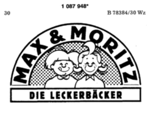 MAX & MORITZ DIE LECKERBÄCKER Logo (DPMA, 20.12.1985)