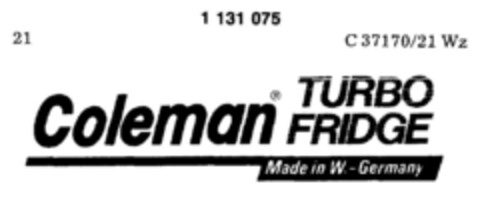 Coleman   TURBO FRIDGE Made in W.-Germany Logo (DPMA, 15.12.1987)