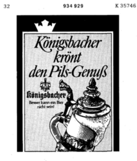 Königsbacher krönt den Pils-Genuß Logo (DPMA, 26.07.1974)