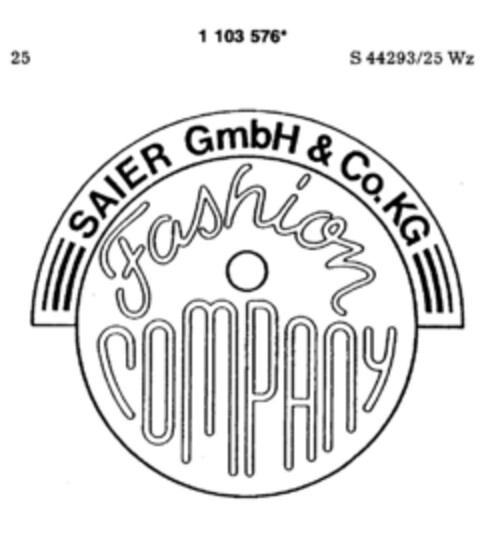 SAIER GmbH & CO. KG Fashion COMPANY Logo (DPMA, 10.01.1987)