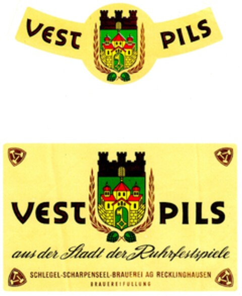 VEST PILS aus der Stadt der Ruhrfestspiele Logo (DPMA, 02.03.1964)