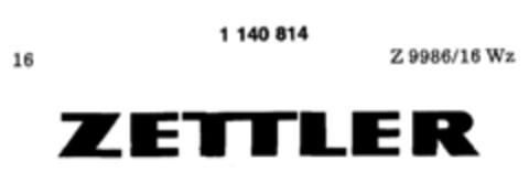 ZETTLER Logo (DPMA, 11/19/1988)