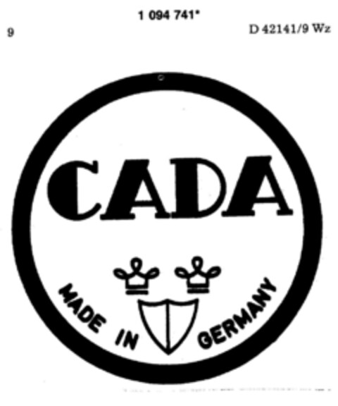 CADA MADE IN GERMANY Logo (DPMA, 05/15/1986)