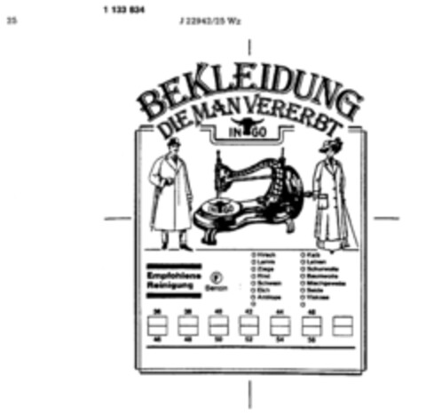 BEKLEIDUNG DIE MAN VERERBT INGO Logo (DPMA, 06.05.1988)