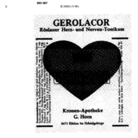 GEROLACOR Röslauer Herz- und Nerven-Tonikum Logo (DPMA, 23.09.1975)