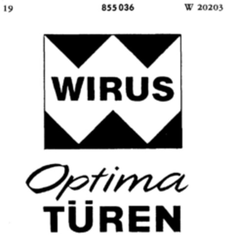 WIRUS Optima TÜREN Logo (DPMA, 16.02.1968)