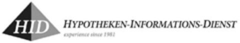 HID HYPOTHEKEN-INFORMATIONS-DIENST experience since 1981 Logo (DPMA, 06/15/2009)