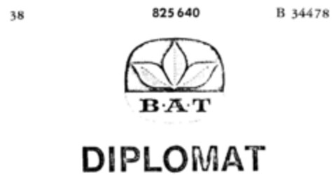 B A T DIPLOMAT Logo (DPMA, 09/28/1965)