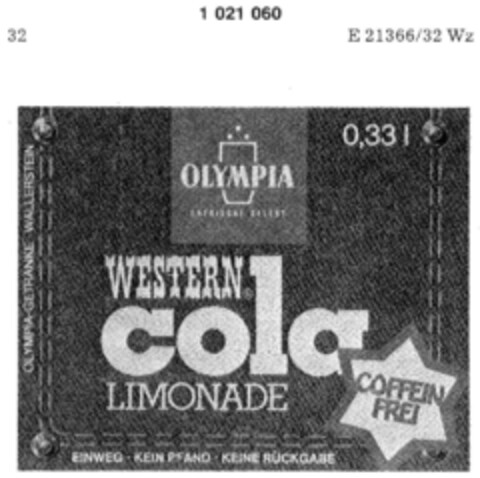 WESTERN cola Logo (DPMA, 28.02.1980)