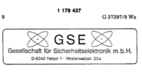 GSE Gesellschaft für Sicherheitselektronik m.b.H. Logo (DPMA, 02.11.1989)