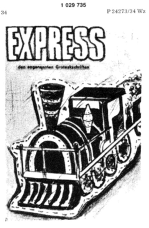 EXPRESS den sogenannten Groteskschriften Logo (DPMA, 03.12.1976)