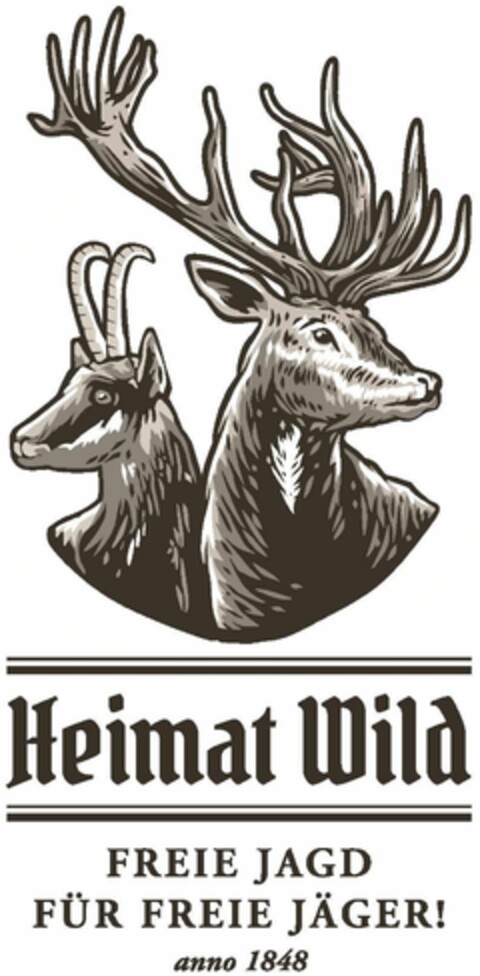 Heimat Wild FREIE JAGD FÜR FREIE JÄGER! anno 1848 Logo (DPMA, 07.09.2020)