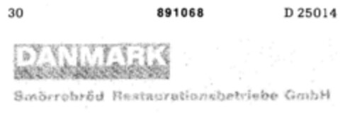 DANMARK Smörrebröd Restaurationsbetriebe GmbH Logo (DPMA, 25.09.1970)