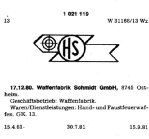 HS Logo (DPMA, 17.12.1980)