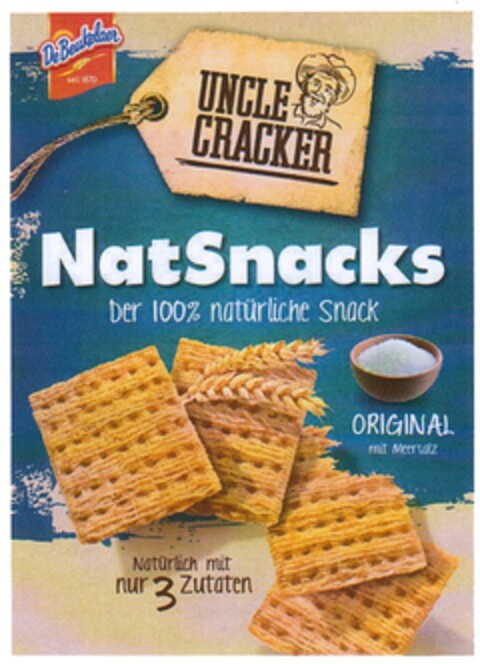 DeBeukelaer UNCLE CRACKER NatSnacks Der 100% natürliche Snack ORIGINAL mit Meersalz Natürlich mit nur 3 Zutaten Logo (DPMA, 01/21/2015)