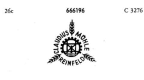 CLAUDIUS MÜHLE REINFELD Logo (DPMA, 09.07.1953)