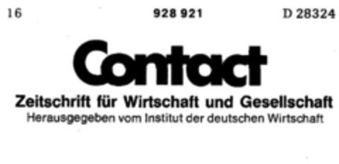 Contact Zeitschrift für Wirtschaft und Gesellschaft Logo (DPMA, 18.12.1973)