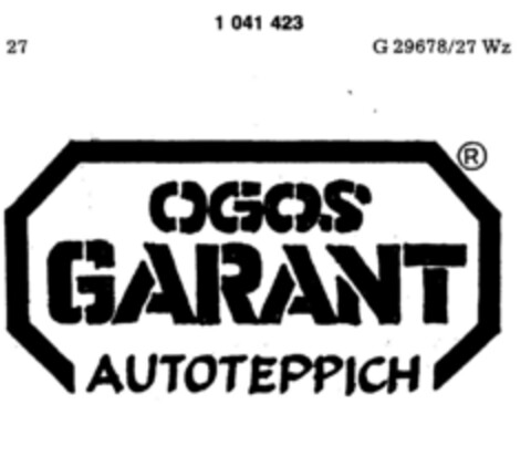 OGOS GARANT AUTOTEPPICH Logo (DPMA, 28.06.1982)