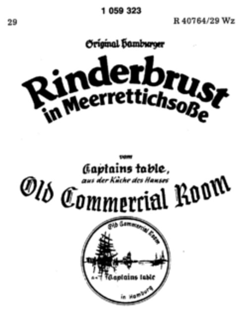Original Hamburger Rinderbrust in Meerrettichsoße Logo (DPMA, 16.11.1982)