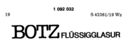 BOTZ FLÜSSIGGLASUR Logo (DPMA, 27.09.1985)