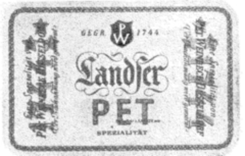 GEGR. 1744 Landser PET SPEZIALITÄT Logo (DPMA, 05.04.1940)