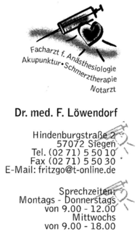 Dr. med. F. Löwendorf Logo (DPMA, 08.02.2000)